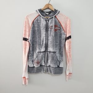 Harley Davidson Gray/Orange Marled Hoodie